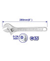 LLAVE AJUSTABLE / CANGREJO CROMADO DE 8 PULGADAS. MARCA EMTOP