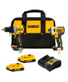 COMBO BARRENO/TALADRO PERCUTOR Y ATORNILLADOR DE IMPACTO, INALAMBRICO 20 VOLT, BRUSHLESS CON BOLSO. MARCA DEWALT