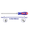 JUEGO DE DESTORNILLADOR 2 EN 1, PUNTA INTERCAMBIABLE DE 160 MM DE LARGO, UN LADO PH2 Y EL OTRO PLANA NO.6. MARCA EMTOP